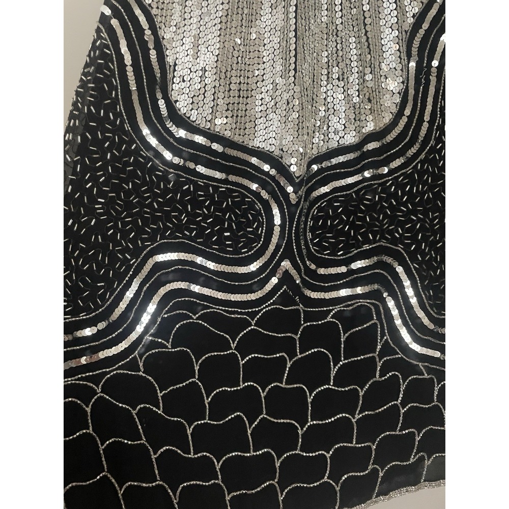 Vintage Judith Ann Creations M Skirt Gadsby Black Silk Sequin 20s Flapper NYE - Picture 2 of 10
